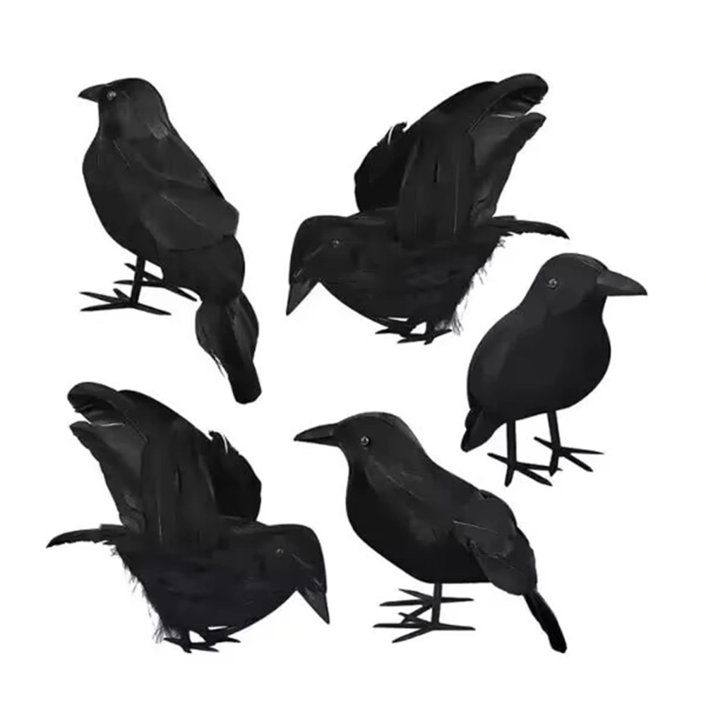 Halloween Realistic Crows Decor Artificial Fake Black Ravens Props