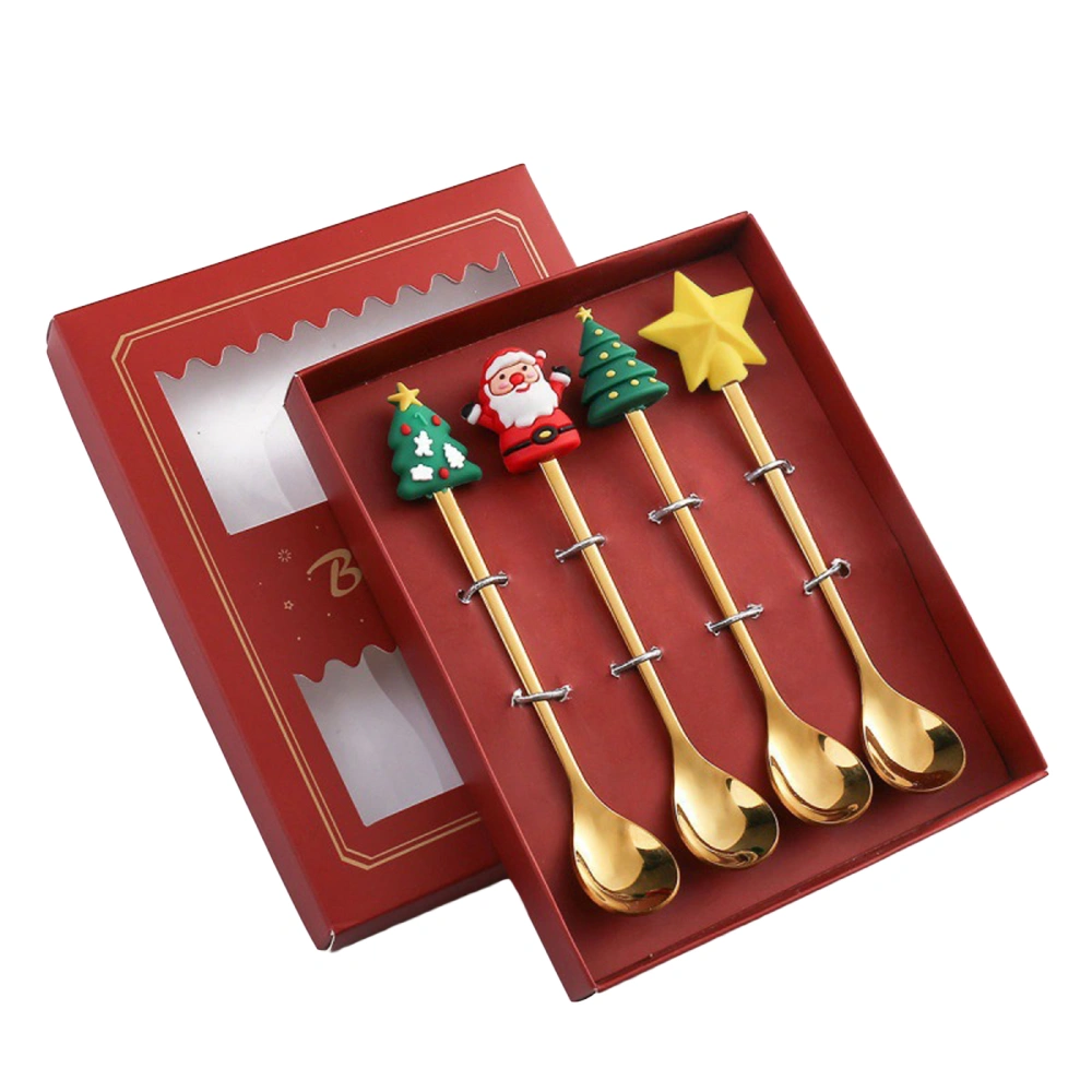 Christmas Flatware Set, Cute Santa Claus Tree Spoon and Fork Tableware