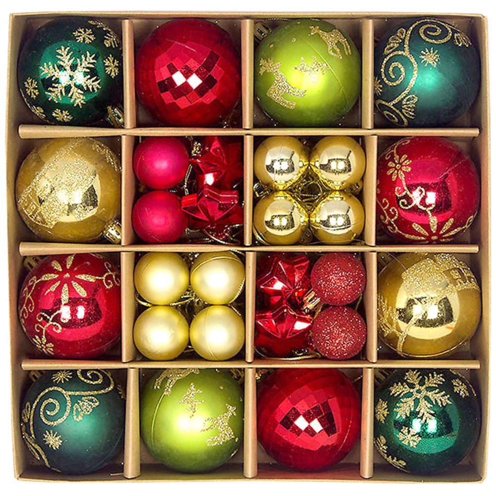 Christmas Balls Ornaments 44Pcs Sequined Decorative Holiday Tree Balls