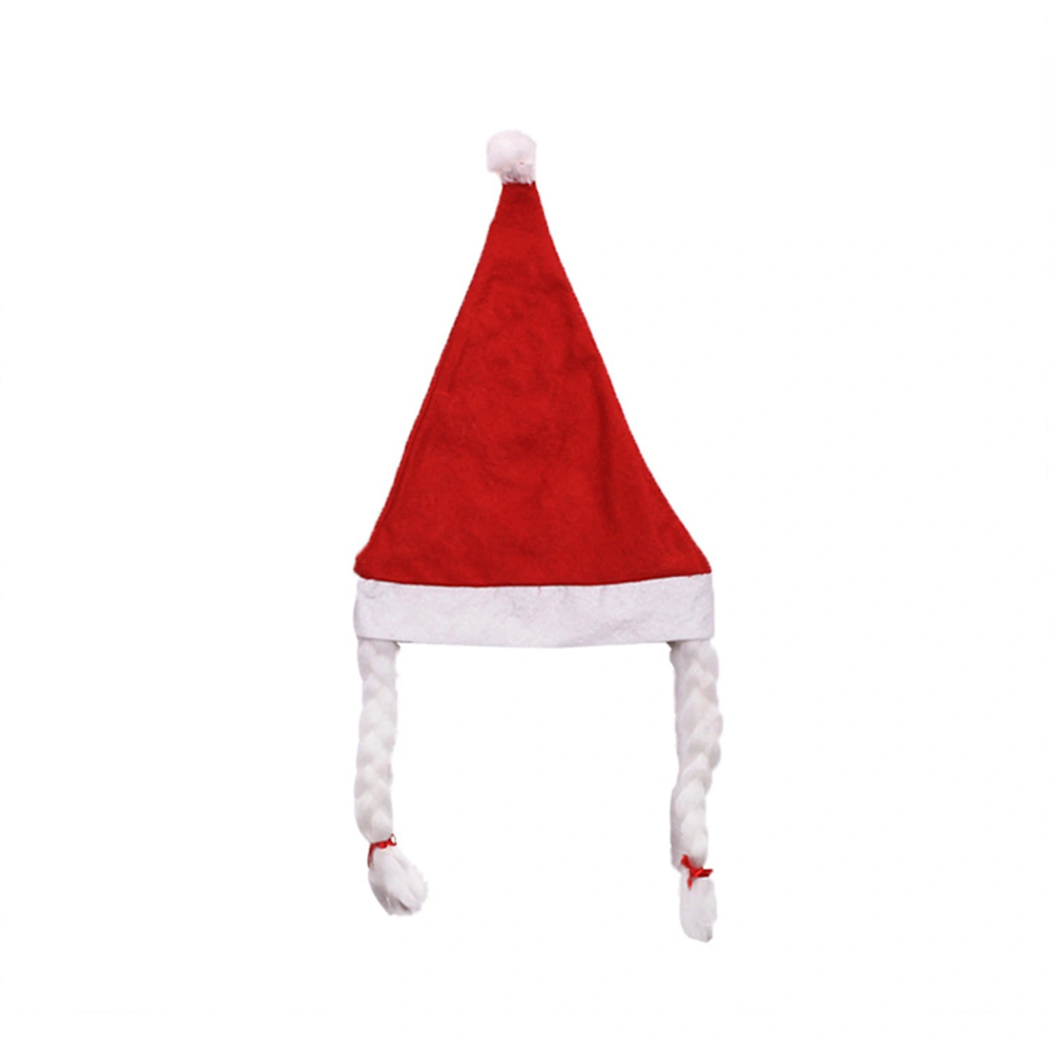 Christmas Party Hat Classic Cute Santa Hats with Braids for Cosplay
