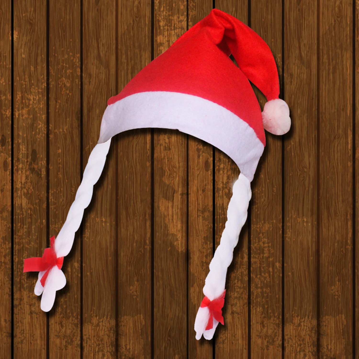 Christmas Party Hat Classic Cute Santa Hats with Braids for Cosplay