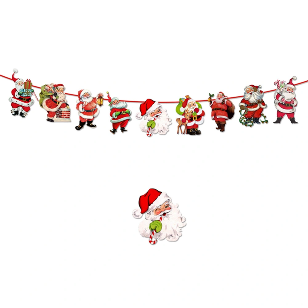 Santa Claus Banner for Christmas Home Cartoon Pattern Hanging Garland