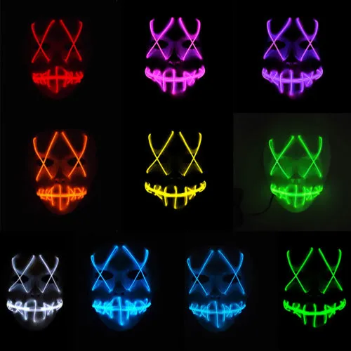 Halloween Luminous Masks with Control, Fancy Light Up Elastic Band Costume Mask