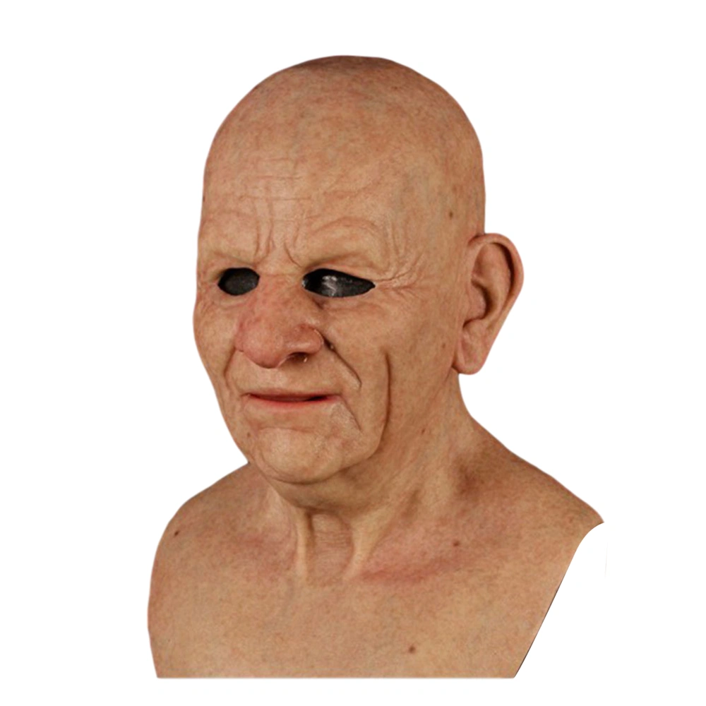 Halloween Old Man Mask, Creepy Latex Human Wrinkle Headgear