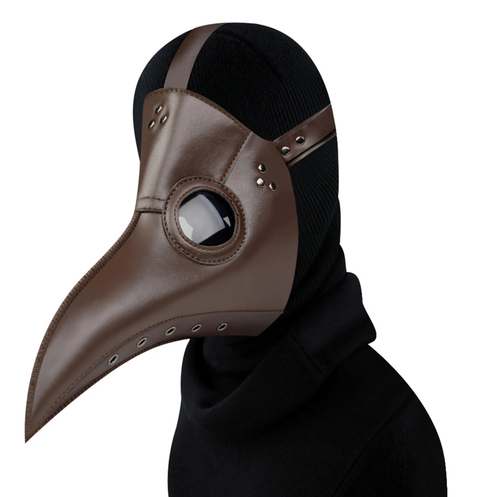 Cosplay Head Cover, PU Leather Beak Facewear with Adjustable Belt