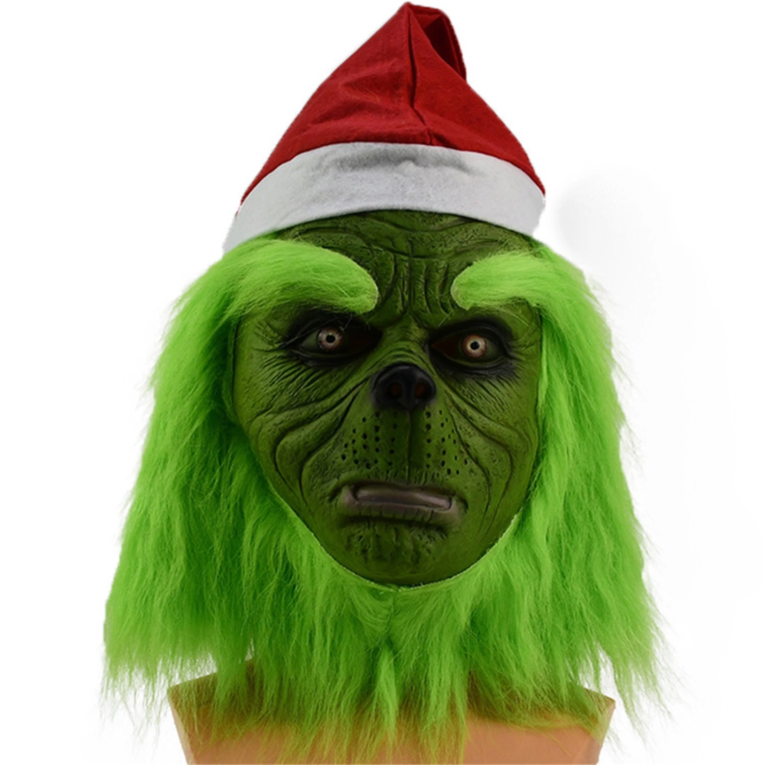 Christmas Mask, Scary Green Santa Full Head Monster Mask for Adults