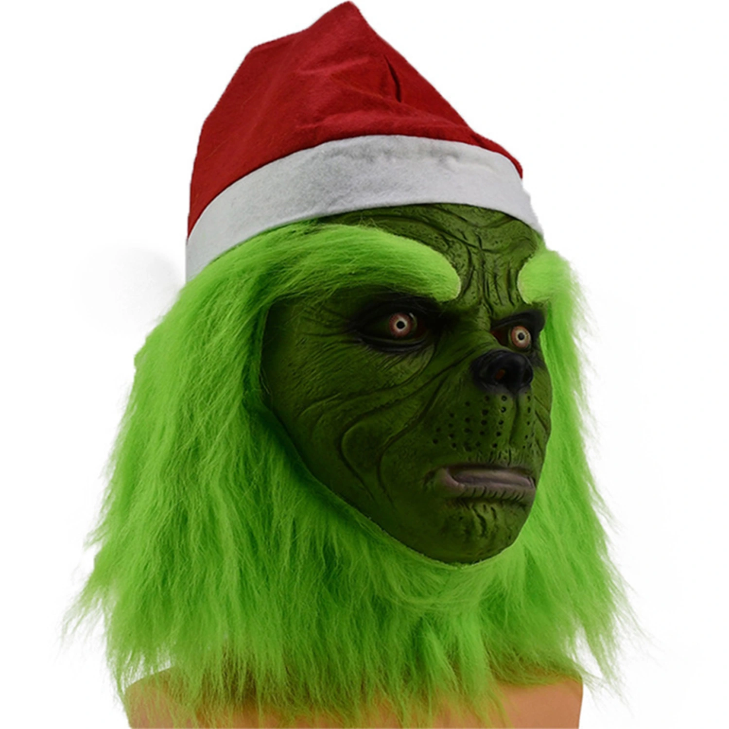 Christmas Mask, Scary Green Santa Full Head Monster Mask for Adults