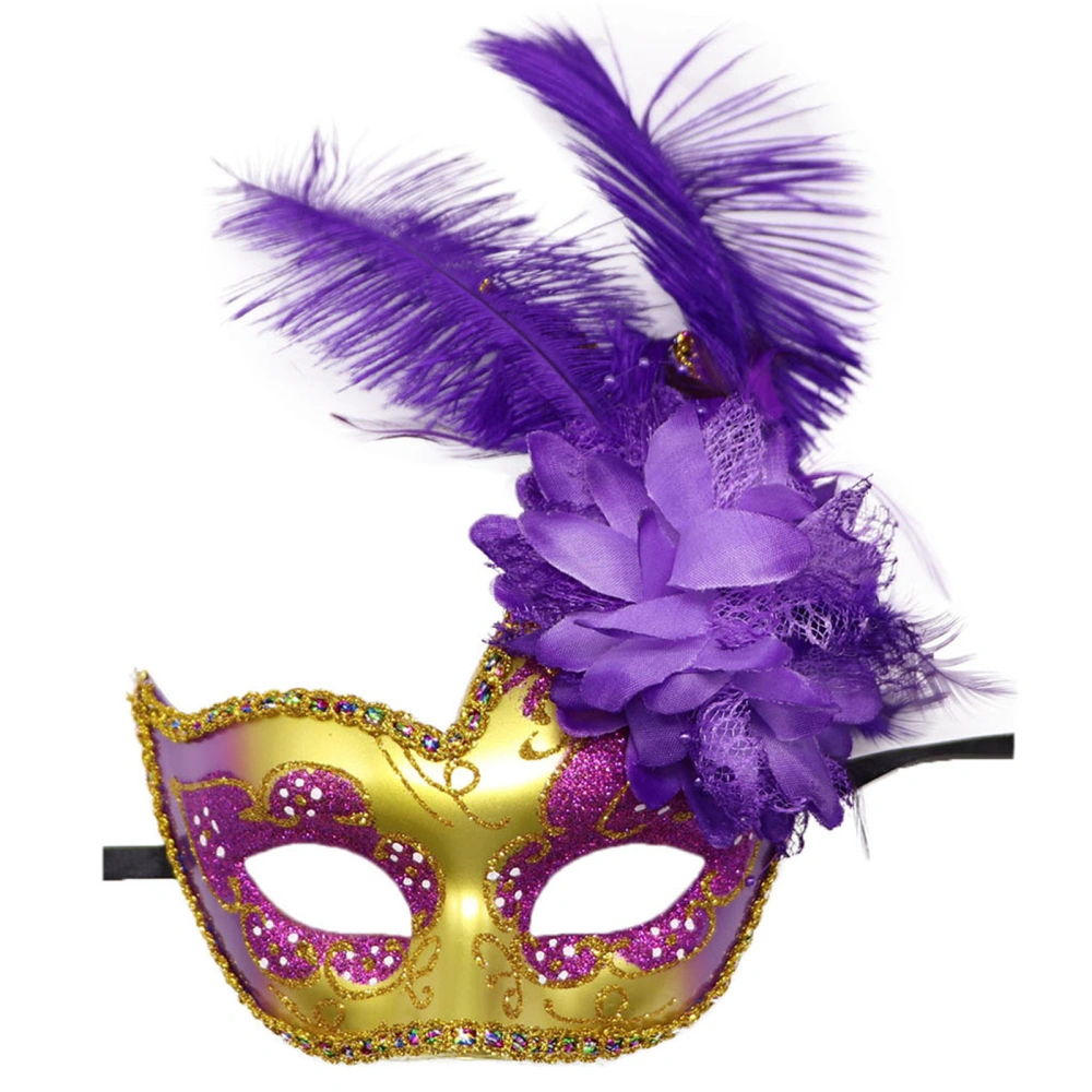 Mardi Gras Facewear with Feathers for Adult Halloween Costume Headgear