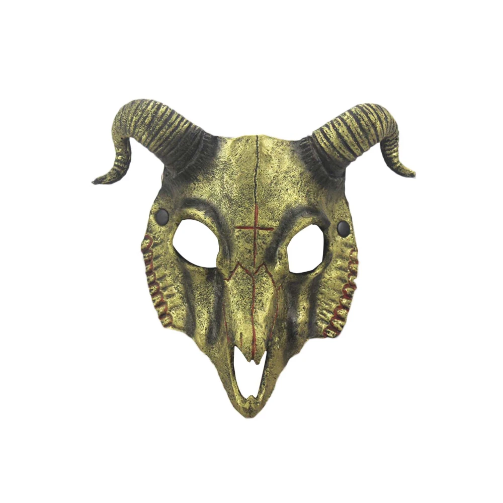 Sheep Skull Face Covering, Halloween Scary Ram Goat Horn Face Covering