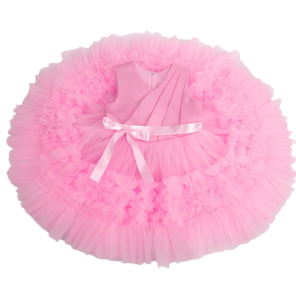 Girls Princess Dress, Sleeveless Back Zipper Tie-Up Party Dress