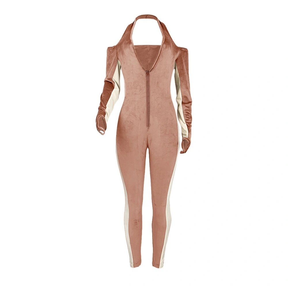 Female Jumpsuit, Deep V- Neck Long Sleeve Romper Off Shoulder Jumpsuit