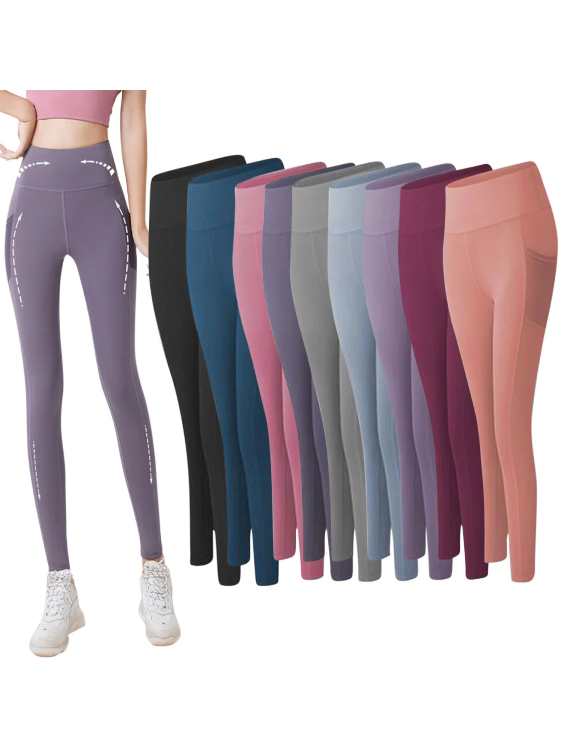 Women’s Fashion Solid Color High Waist Tight-fitting Sport Pants