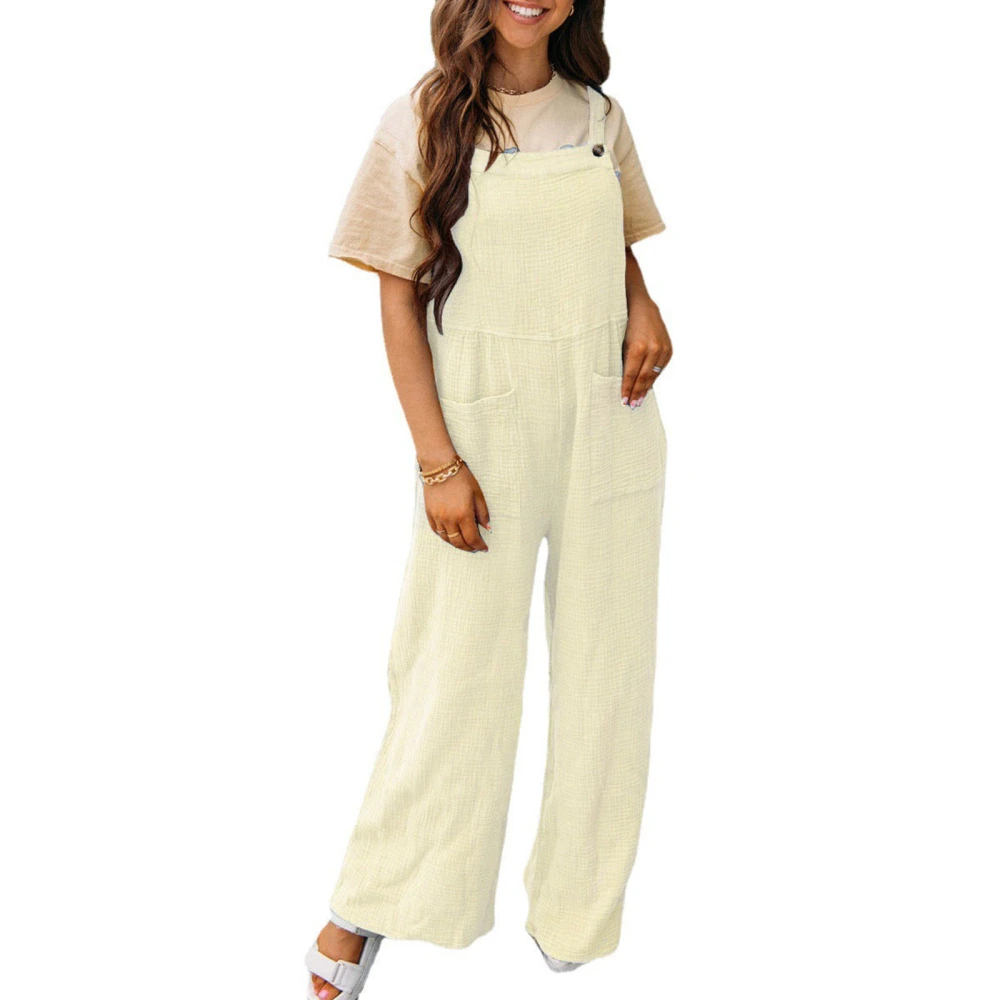 Women's Summer Solid Color Sleeveless Wide Leg Suspender Pants