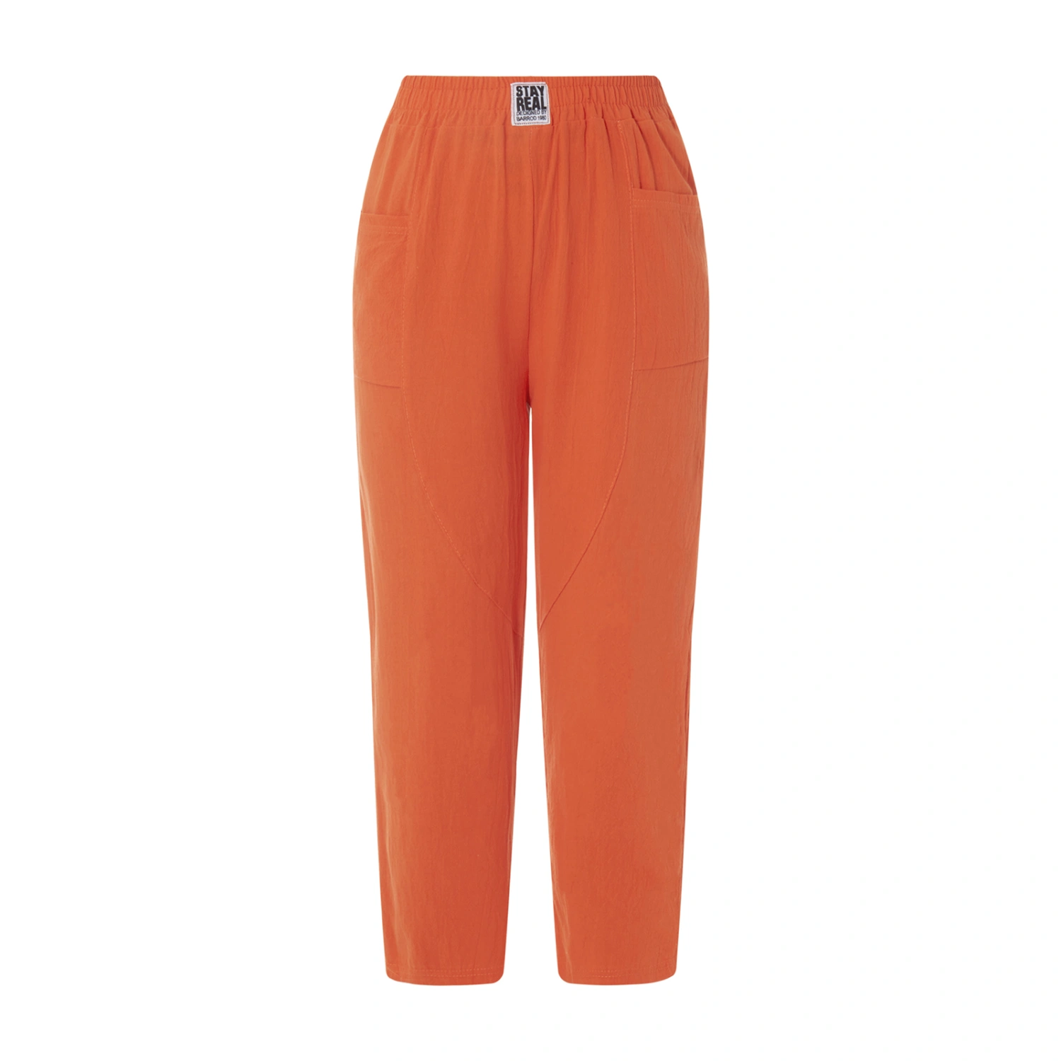 Women Casual Pants Solid Color Elastic Waist Trousers with Pockets