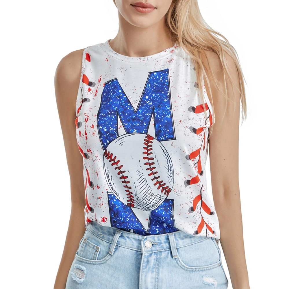 Women Tank Top, Sleeveless Tops Baseball Letters Print Streetwear