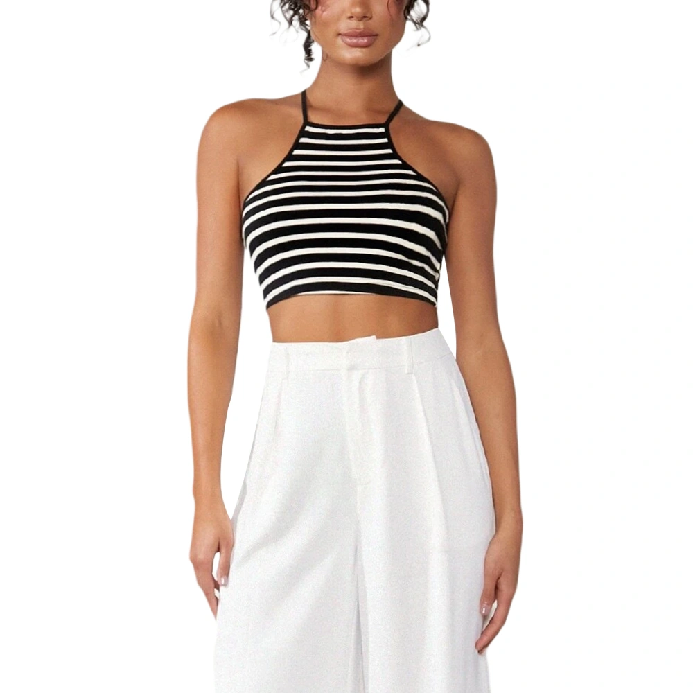 Women Camisole, Sleeveless Tops Striped Slim Fit Summer Vest Crop Top