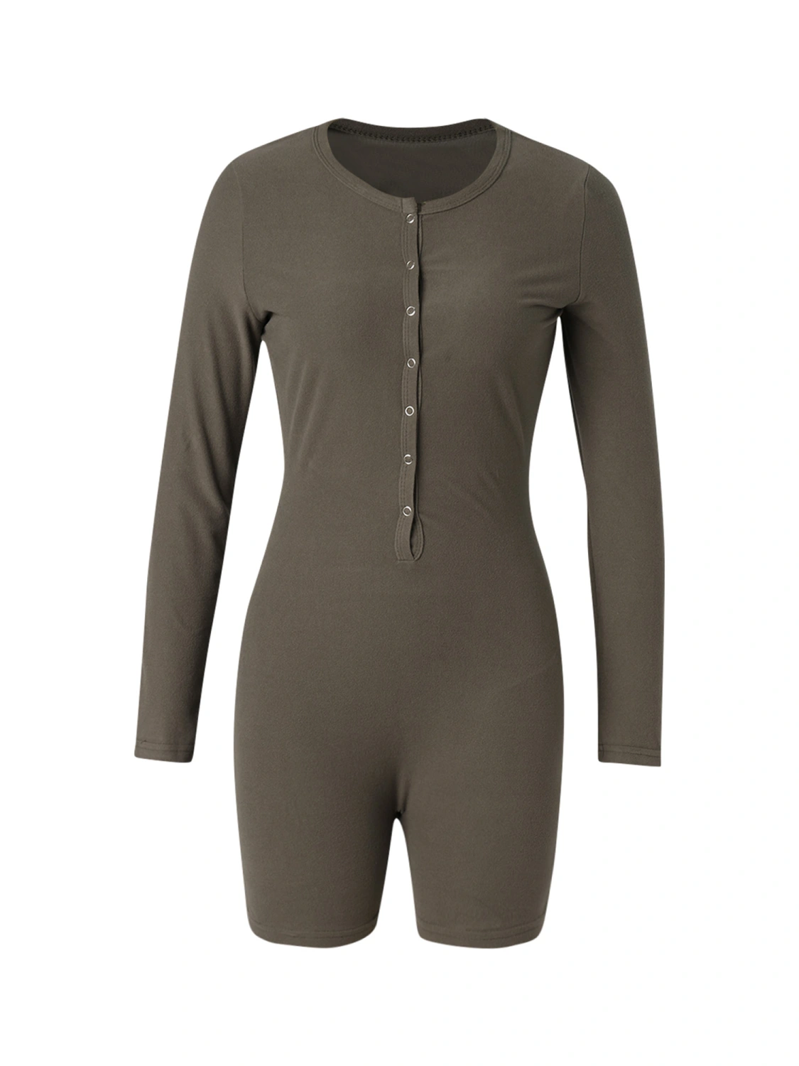 Women's V-neck High Waist Playsuit, Casual Solid Color Romper