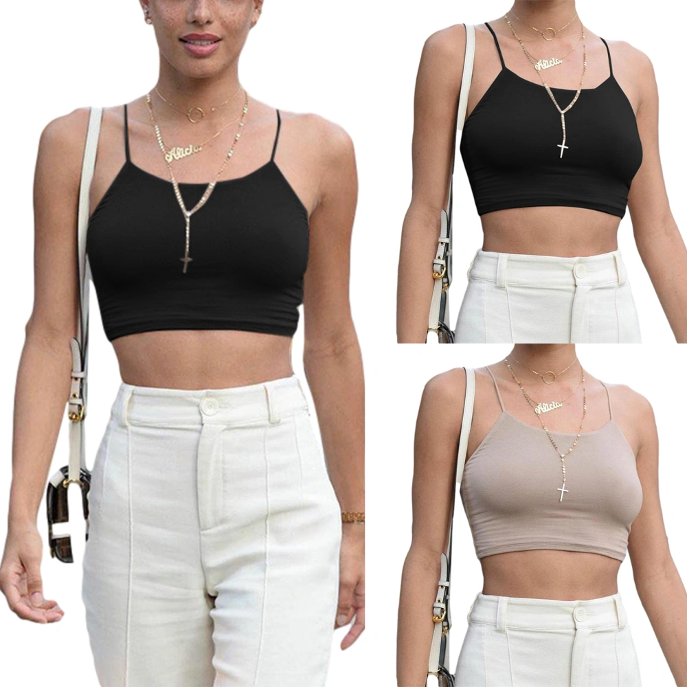 Women Fashion Solid Color Tank Top Stylish Sleeveless Crop Top for Daily Wear