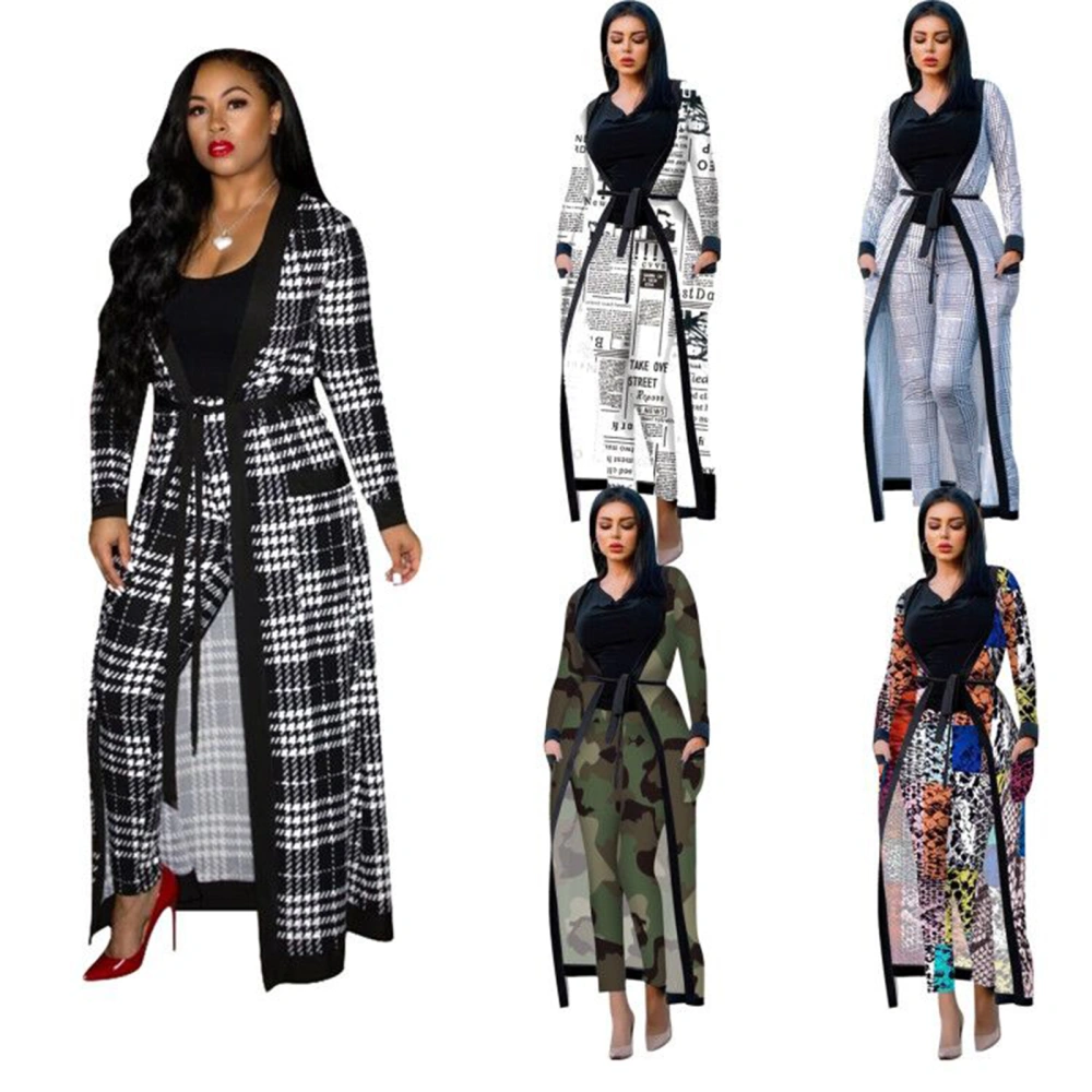 Women Two-piece Clothes Set, Long Sleeve Printing Cardigan and Leggings