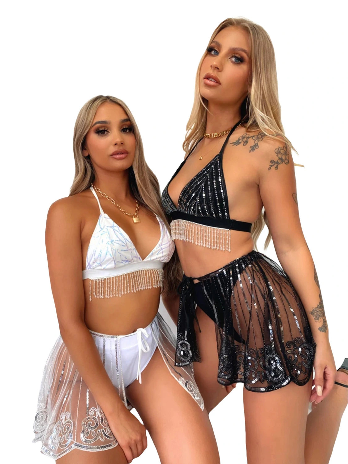 Female Skirt, Sequins High Waist Mini Skirt See-Through Beach Dress