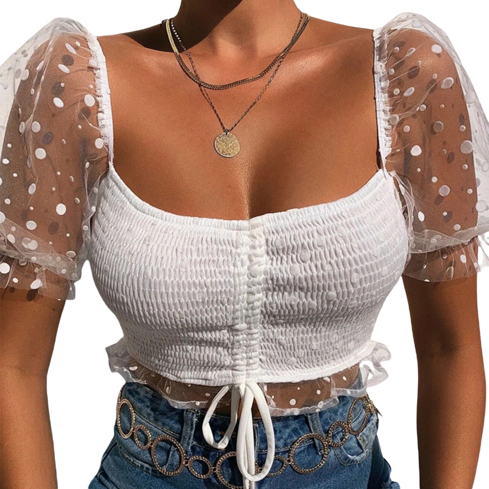 Women's Tank Tops Bandage Lace Up Thin Summer Polka Dot Vest