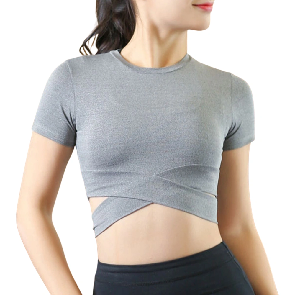 Women's T-shirt, Short Sleeve Round Neck Crop Tops Yoga T-shirt