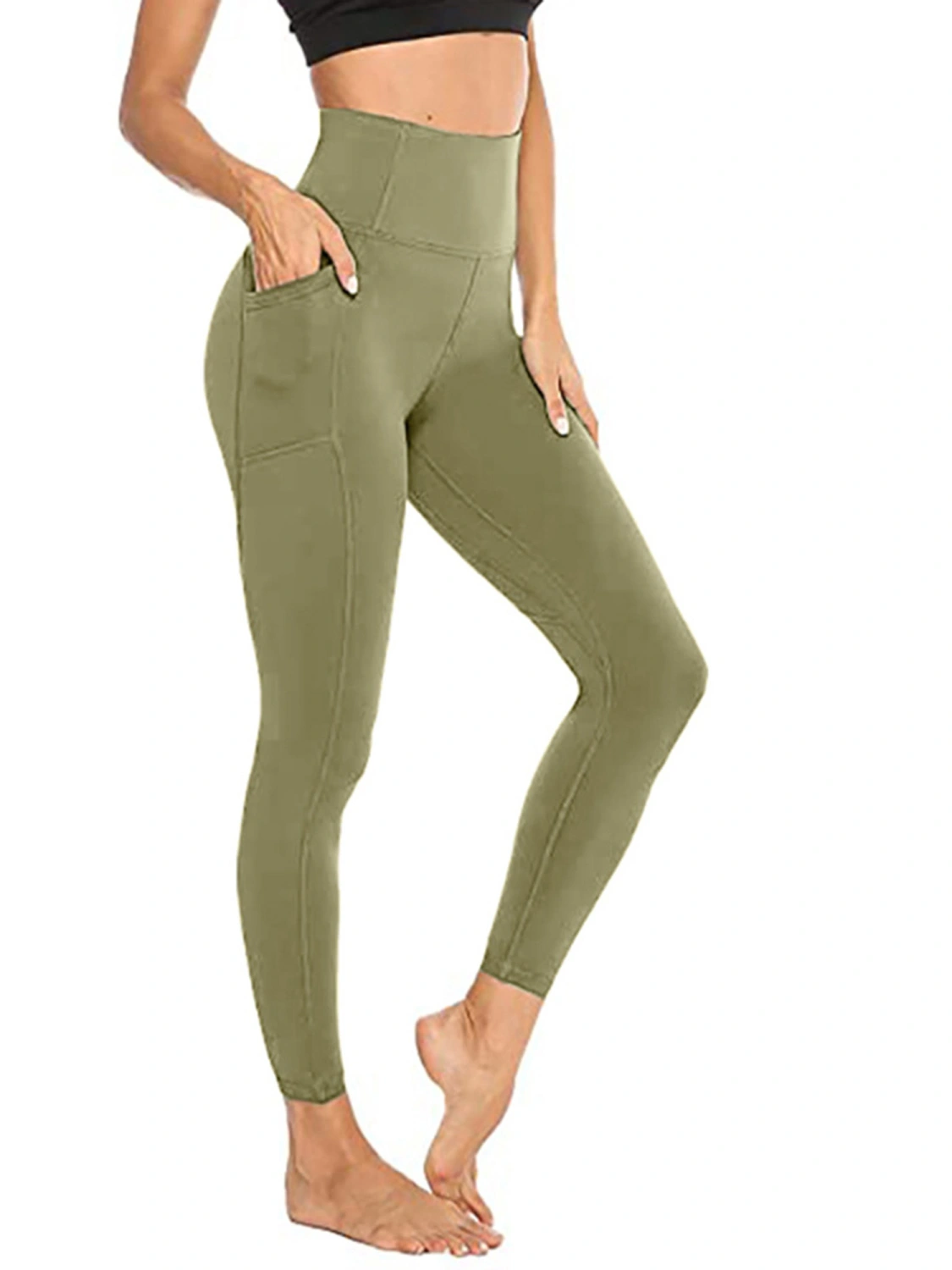 Women High Waist Sports Pants Fitness Yoga Pants with Pocket