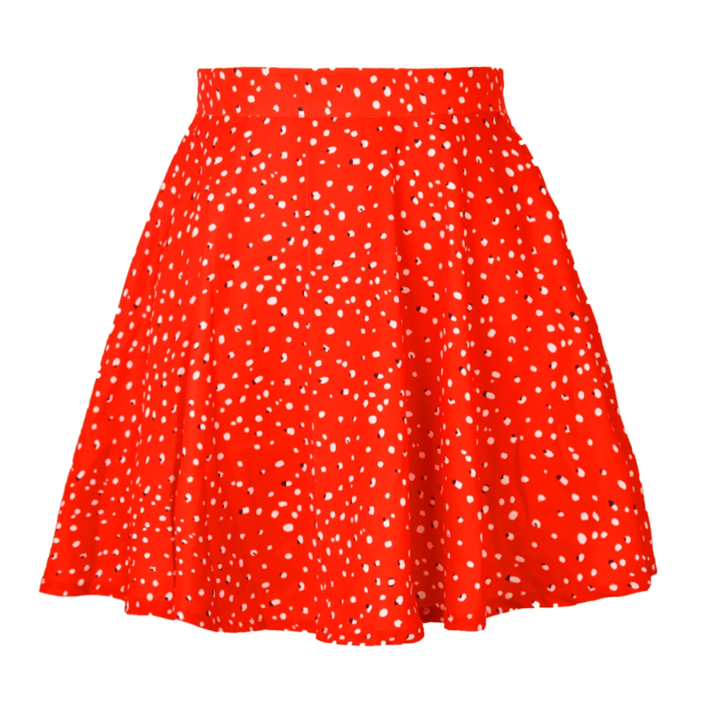 Women's Summer Skirt, Floral Printed High Waist Dot Printed Dress