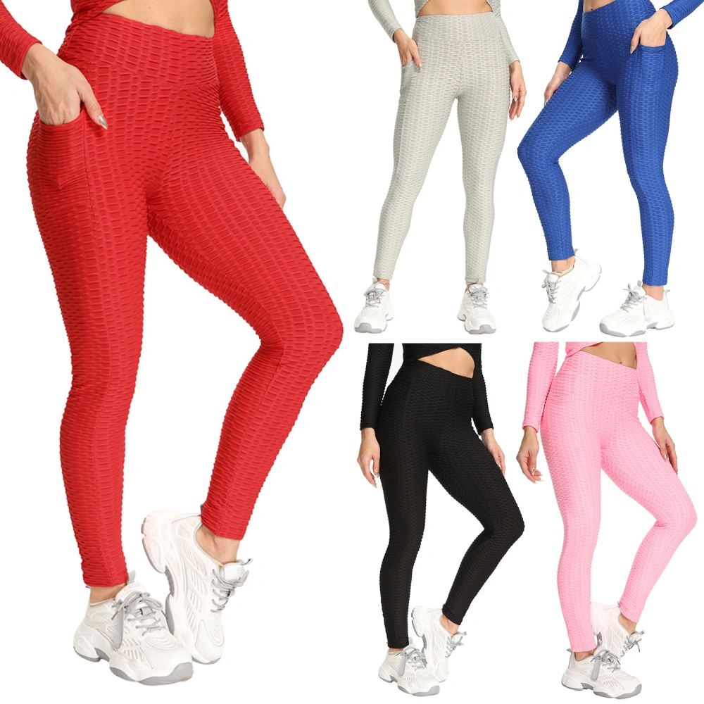 Women Honeycomb Stretch Butt Lifting Bubble Texture Workout Tights