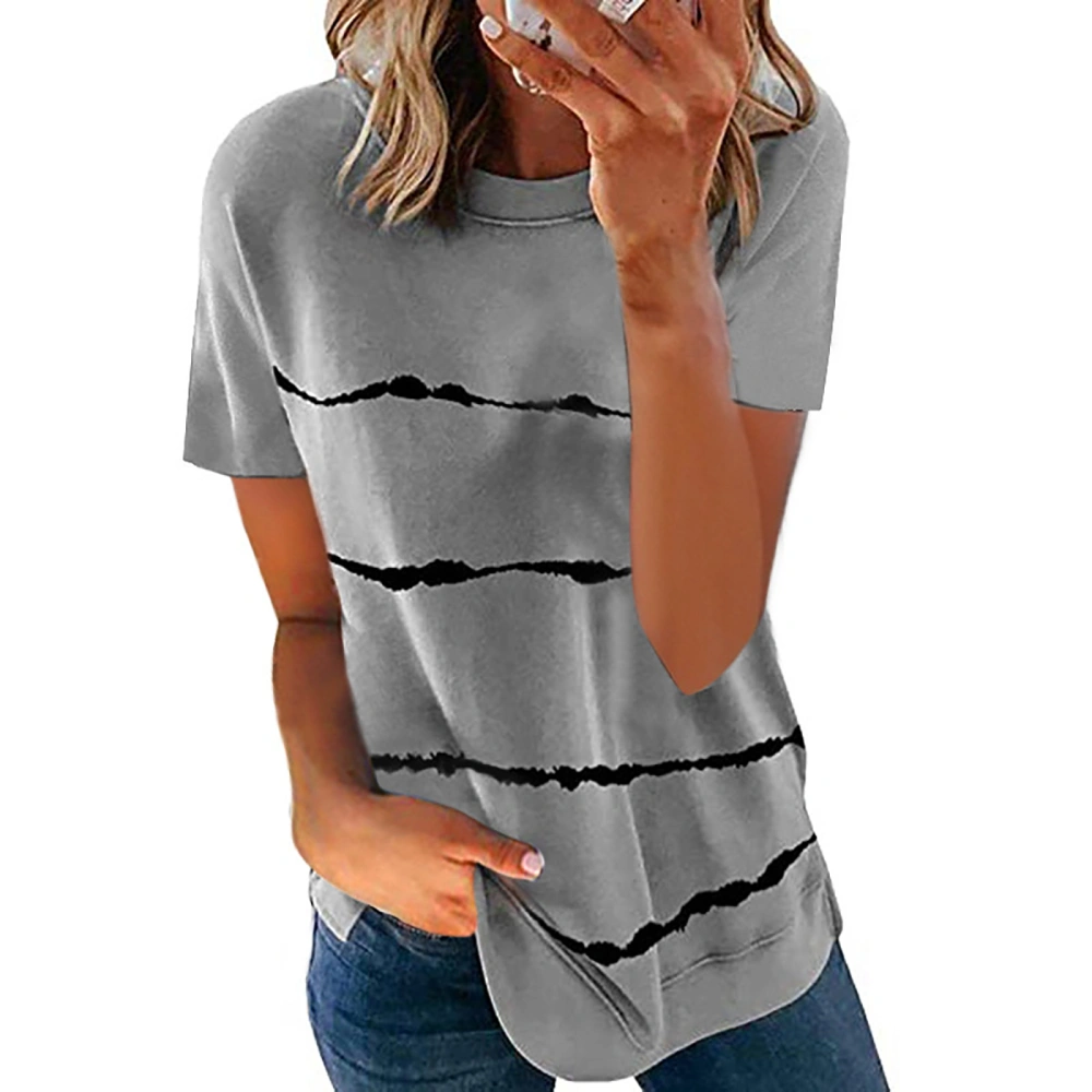 Women Fashion Short Sleeve Striped T-shirt Stylish Tops for Ladies