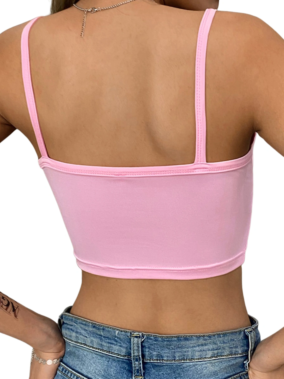 Women Cami Tops Spaghetti Strap Rhinestone Mushroom Pattern Camisole