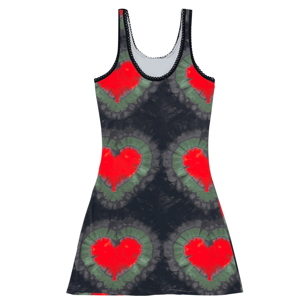 Women Summer Jumper Skirt, Heart/Butterfly Print Tight Pinafore Dress