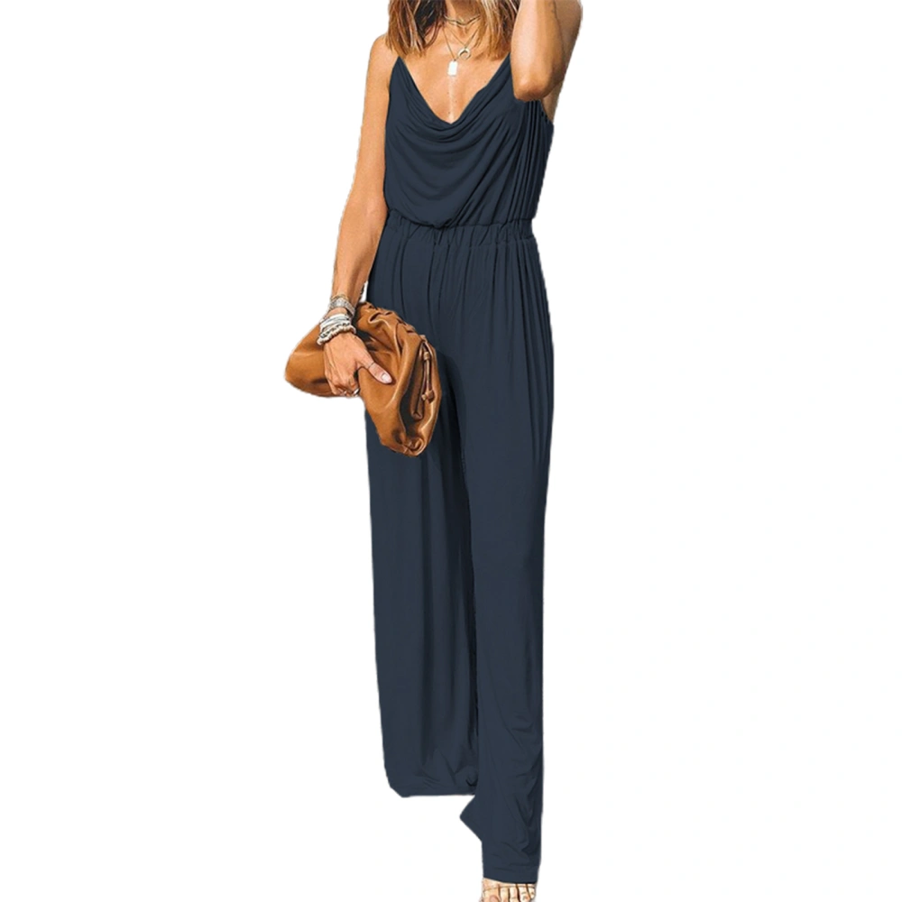 Women Camisole Jumpsuit with Elastic High Waist, Simple Clothing