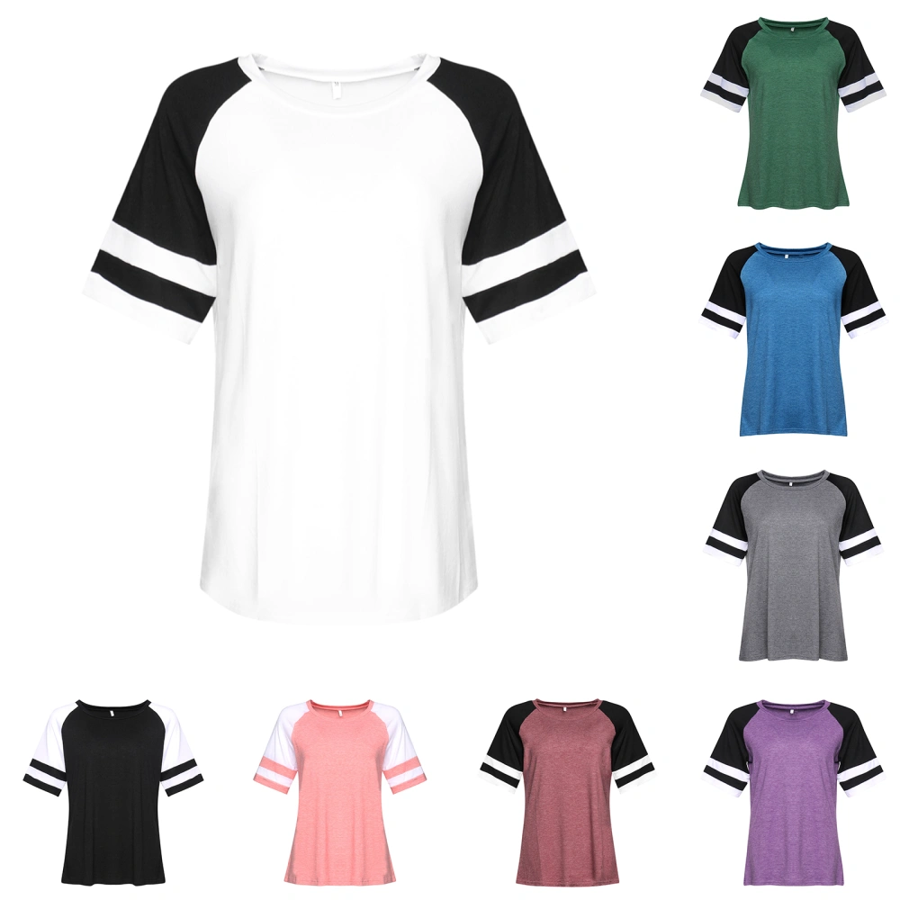 Women Sweatshirt, Variegated and Stripe Patterns Short Sleeve Tops