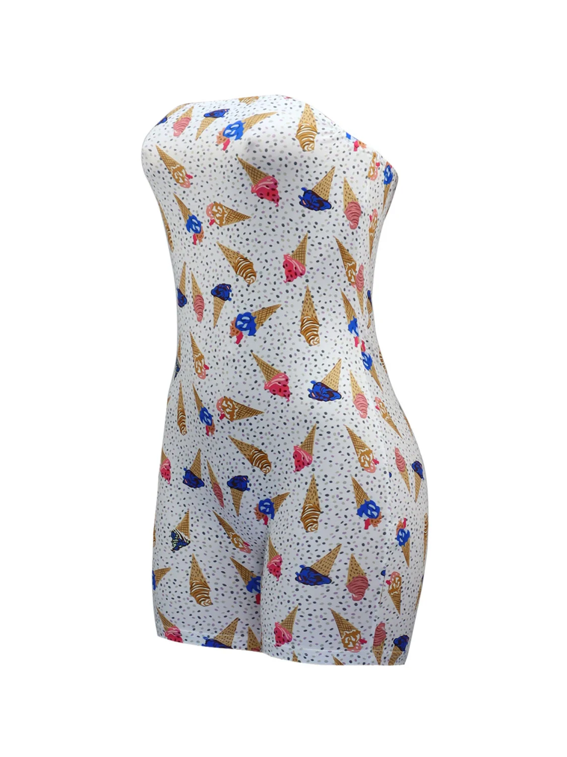 Women’s Fashion Ice Cream Printed Strapless Bottoming Bodysuit