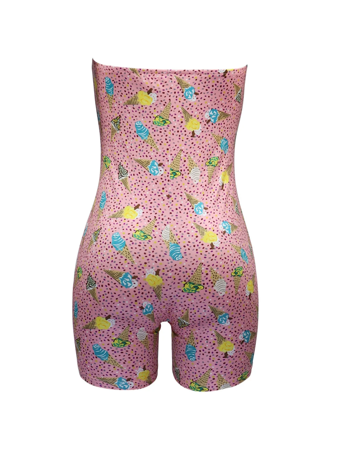 Women’s Fashion Ice Cream Printed Strapless Bottoming Bodysuit