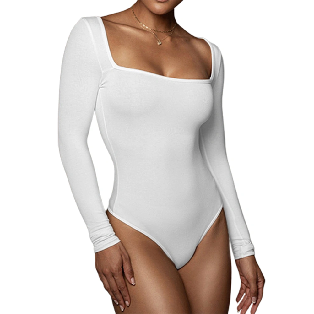 Women Long Sleeve Bodysuit with Tight Fit, Square Collar Clothing