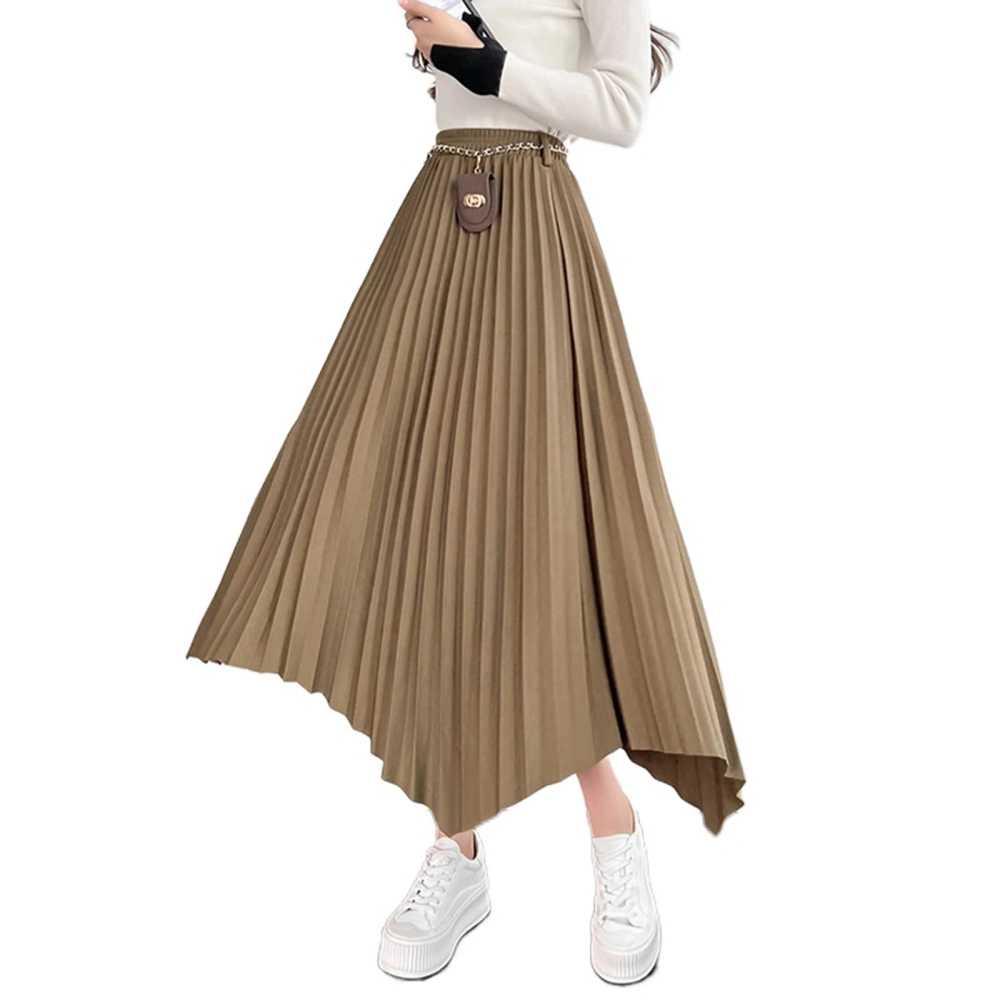 Ladies Long Bust Skirt, Irregular Hemline Pleated A-line Skirt 