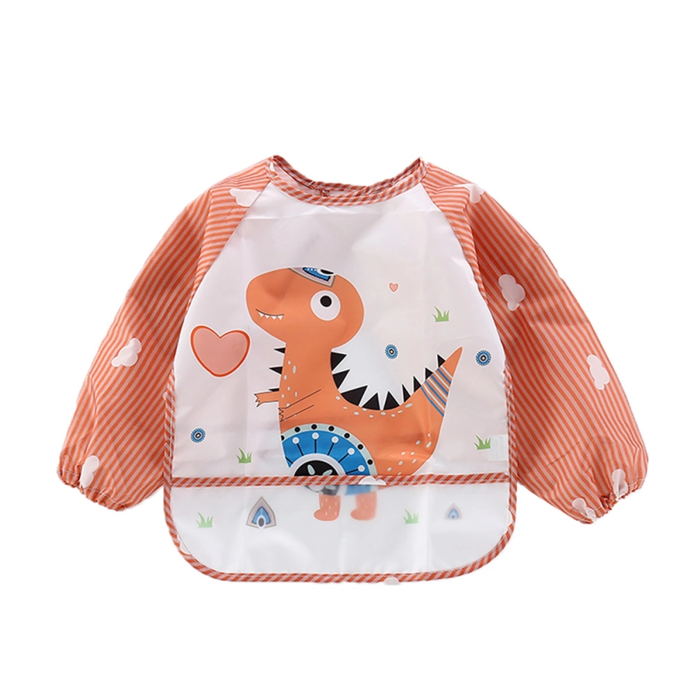 Baby Kids Waterproof Saliva Bib Long Sleeve Cute Animals Stripe Feeding Bib