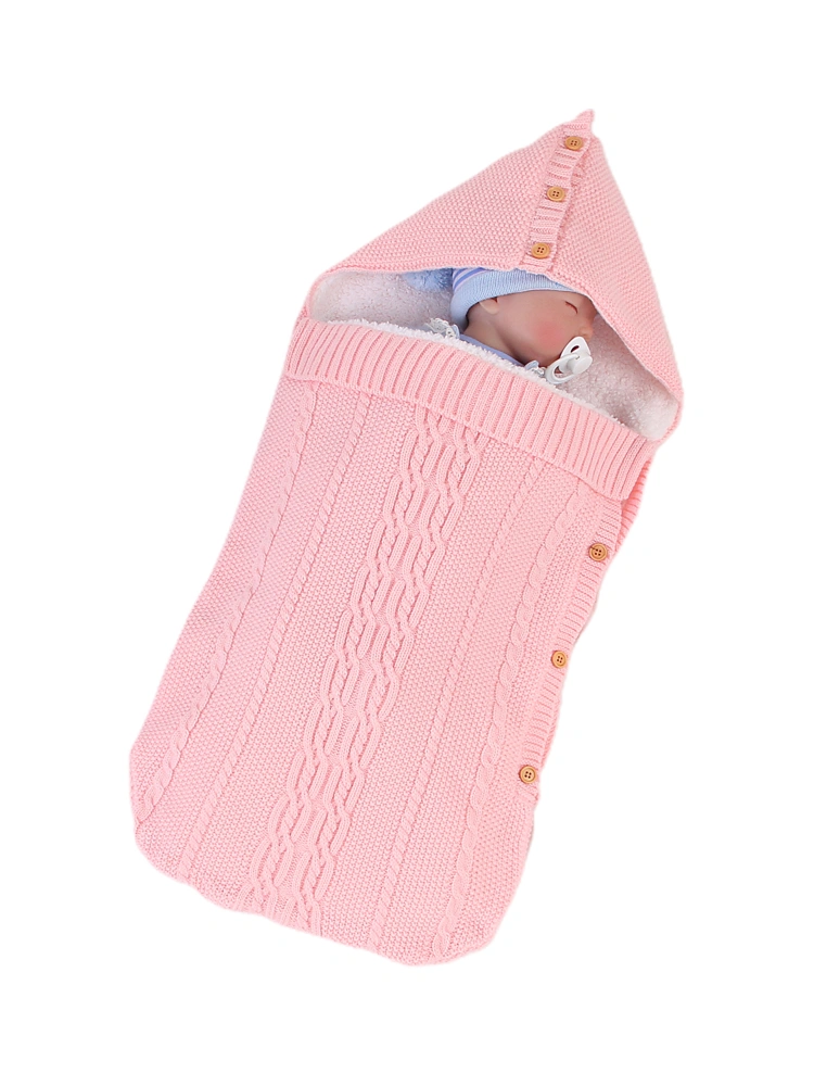 Baby Sleeping Bag, Solid Color Infant Swaddle Blanket with Hat