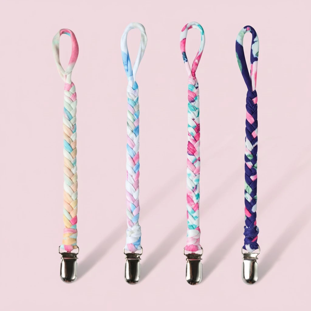 Baby Braided Pacifier Chain, Infant Chew Toys Holder with Clip