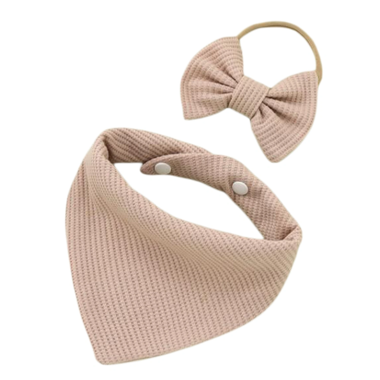 Baby Girls Bib and Bowknot Headdress, Double Side Saliva Towel 