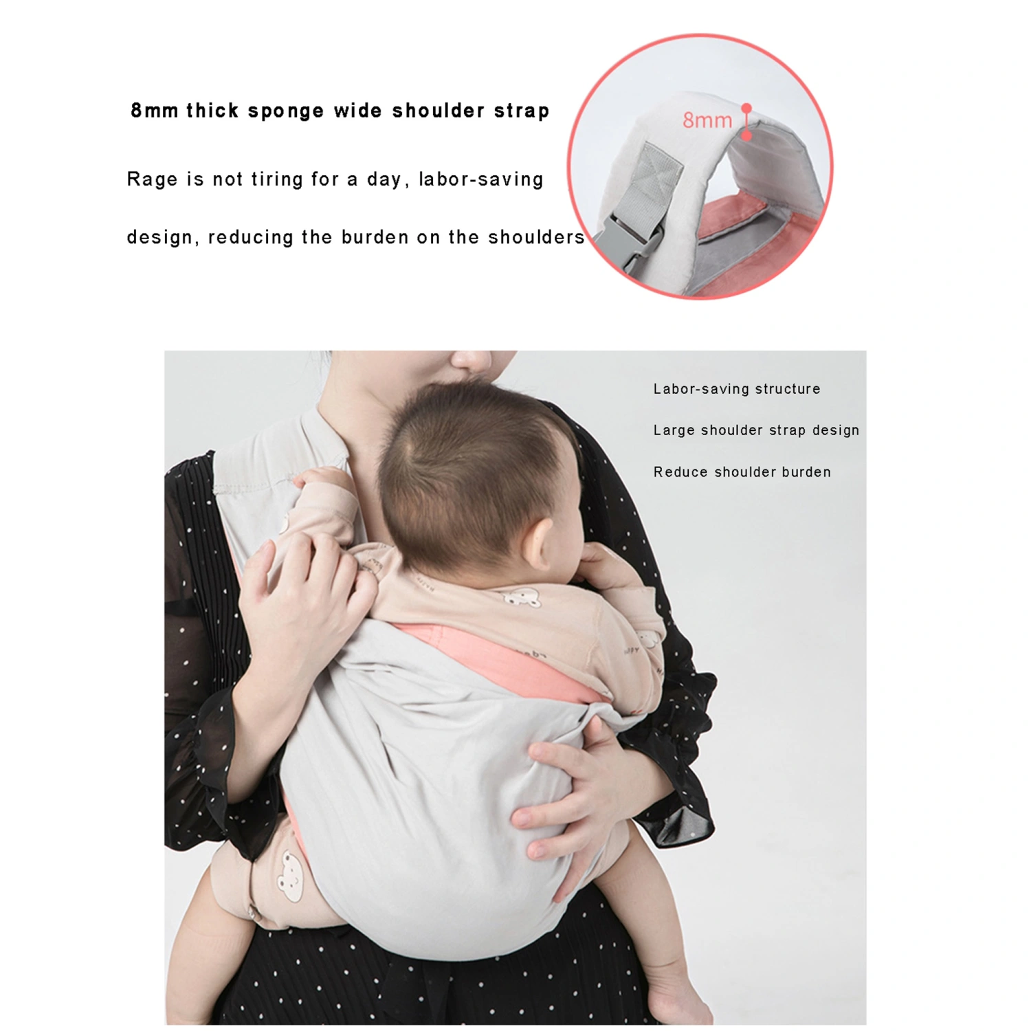 Baby Sling Carrier, Adjustable One Shoulder Baby Holder Hug Wrap