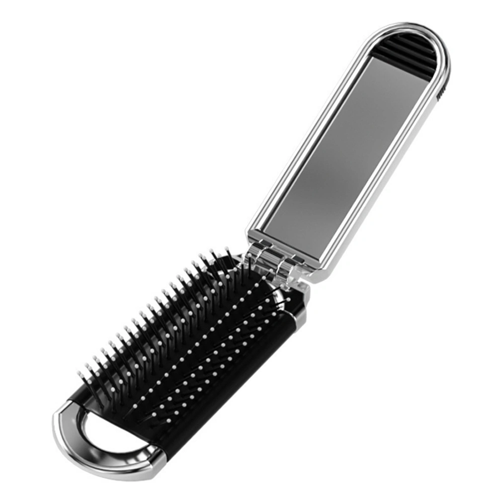 Folding Hair Brush with Mirror Portable Hair Comb for School Travel