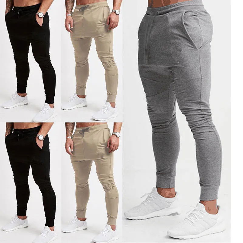 Men's Fashion Pencil Pants, Slim Fit  Sports Long Bottom with Flexible Band