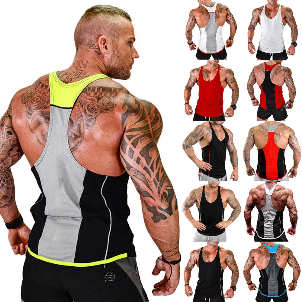 Men Sleeveless Tank Top, Bodybuilding Tee Shirt, Workout Fitness Vest