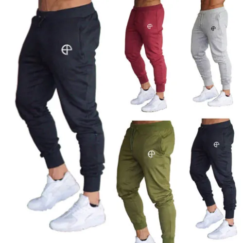 Male Monochrome Gym Skinny Jogging Trousers,Fashionable Pants