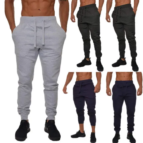 Male Monochrome Casual Jogger Sweatpants,Activewear Pockets Gym Trousers