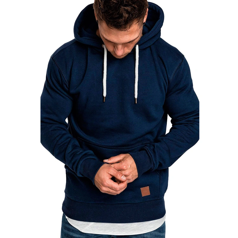 Male Monochrome Slim Hoody Sweatshirt,Long Sleeve Fitness Pullover