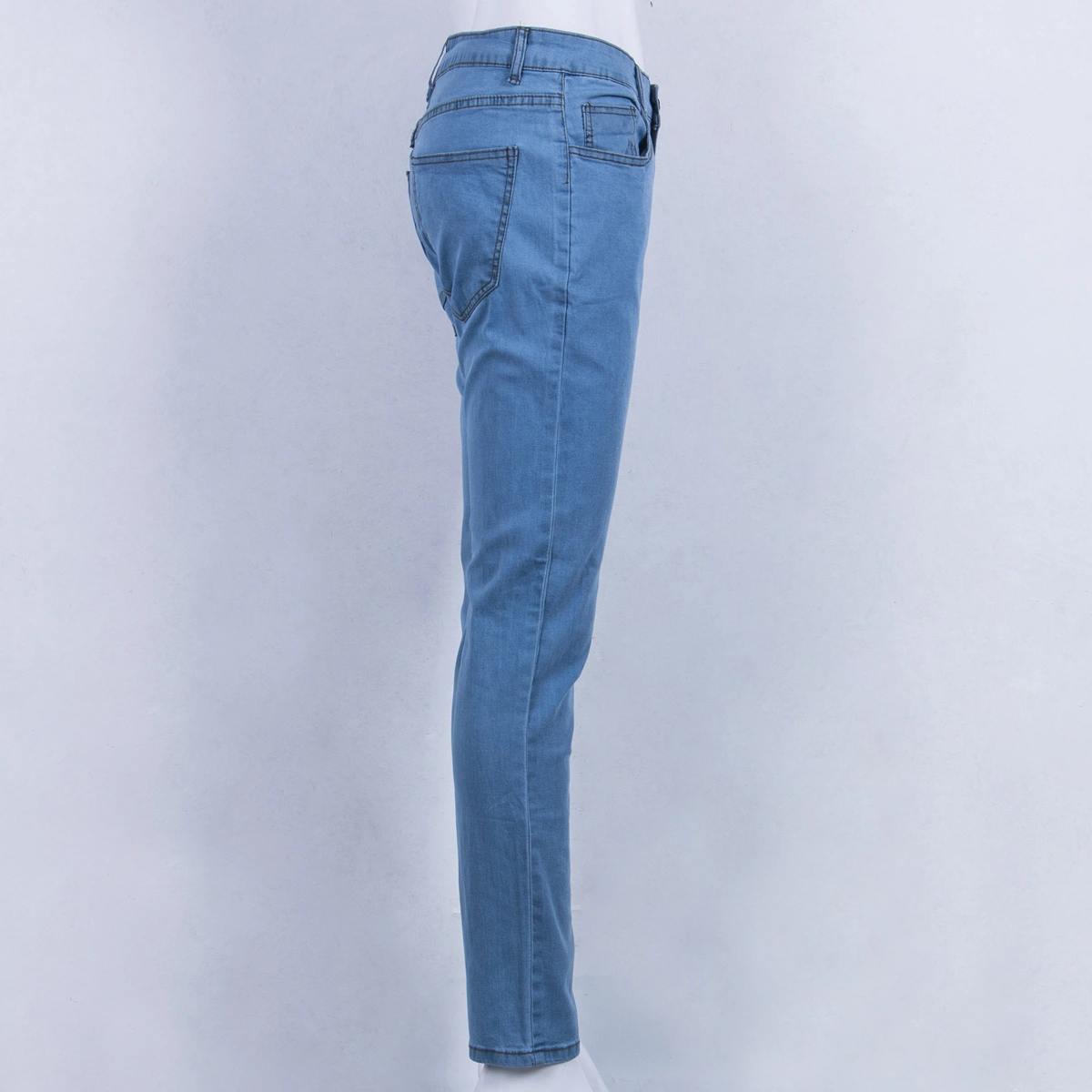 Men Skinny Jeans, Pencil Denim Pants, Zipper Solid Color Trouser